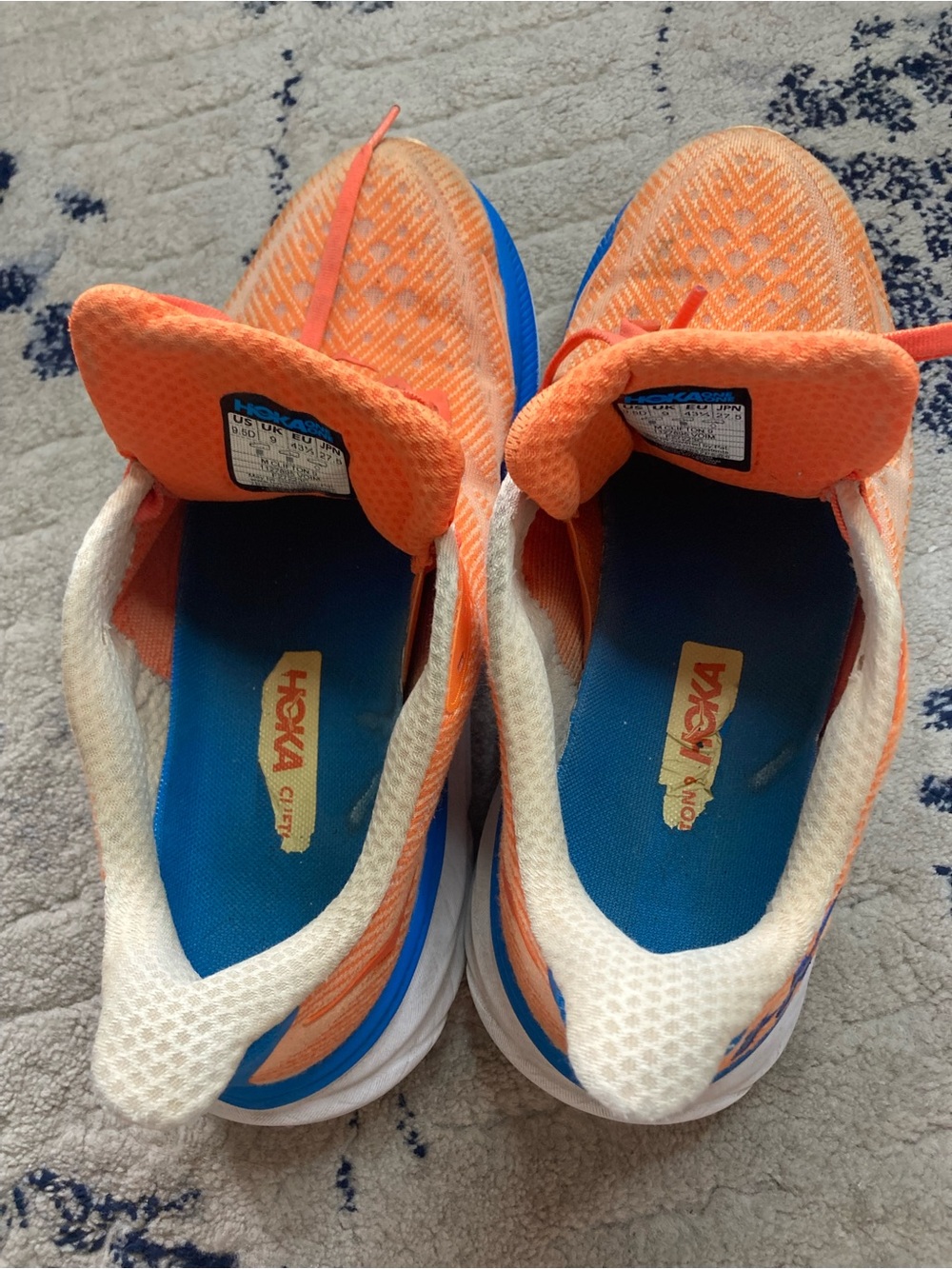 Men’s Hoka Orange Running Shoes with Blue Highlights - Picture 6 of 6
